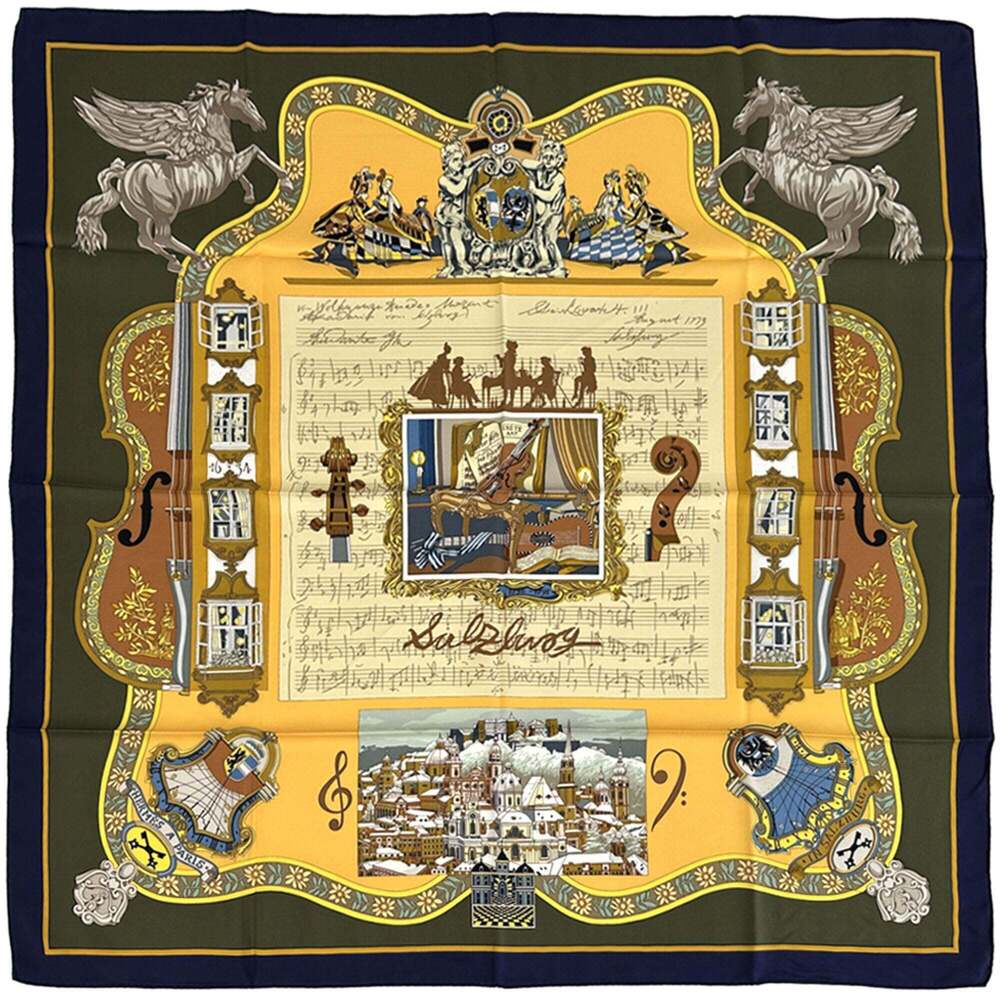 HERMES Yellow Silk Scarf
